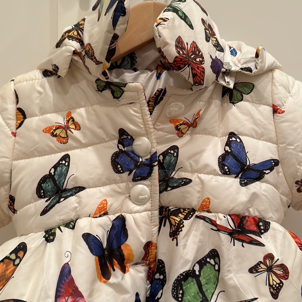 Infant Girl’s Lined Butterfly Puffer Coat Sz 6 months